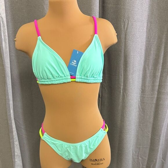 CUPSHE Aqua and Pink Bikini Set - Picture 1 of 14
